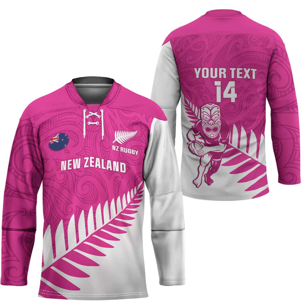 New Zealand Silver Fern Rugby Custom Hockey Jersey Go All Black Maori Pink Version LT14 - Polynesian Pride