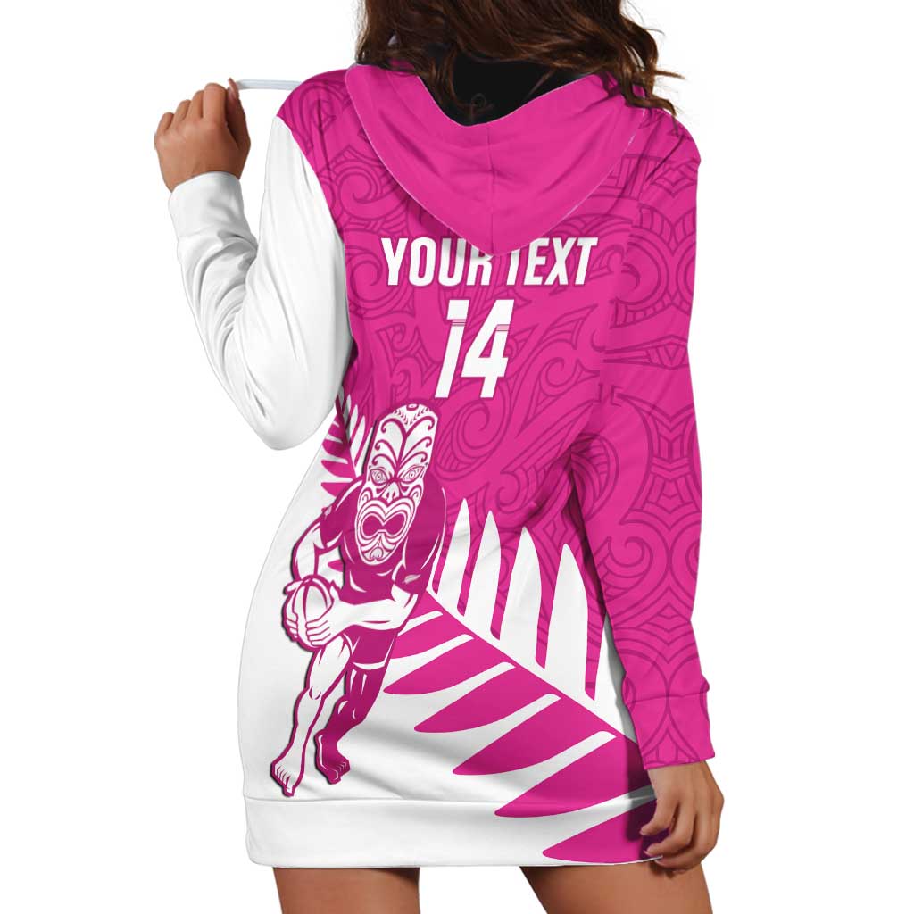New Zealand Silver Fern Rugby Custom Hoodie Dress Go All Black Maori Pink Version