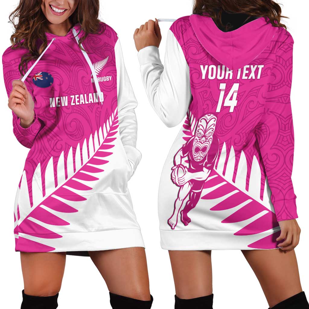New Zealand Silver Fern Rugby Custom Hoodie Dress Go All Black Maori Pink Version