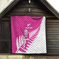 New Zealand Silver Fern Rugby Custom Quilt Go All Black Maori Pink Version