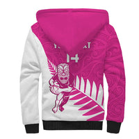 New Zealand Silver Fern Rugby Custom Sherpa Hoodie Go All Black Maori Pink Version