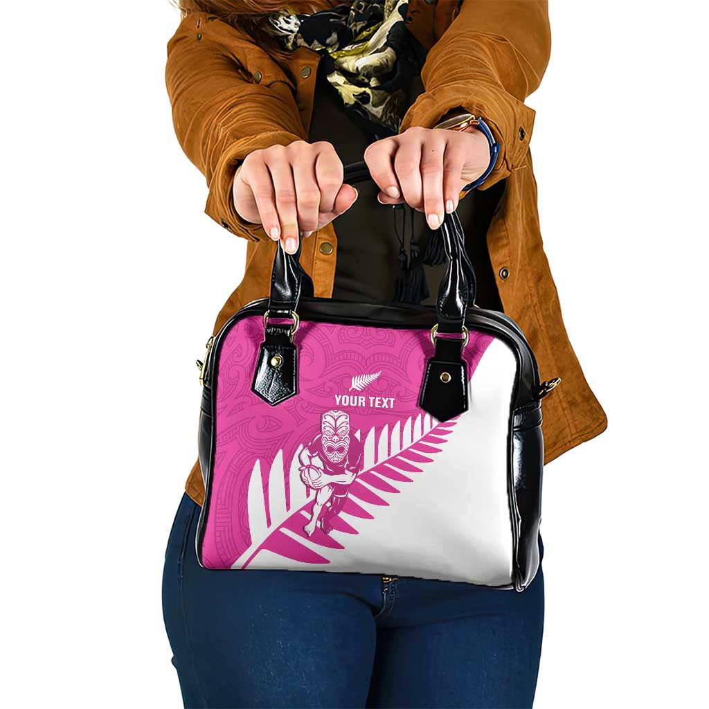 New Zealand Silver Fern Rugby Custom Shoulder Handbag Go All Black Maori Pink Version