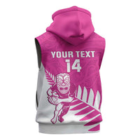 New Zealand Silver Fern Rugby Custom Sleeveless Hoodie Go All Black Maori Pink Version LT14 - Polynesian Pride