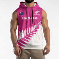 New Zealand Silver Fern Rugby Custom Sleeveless Hoodie Go All Black Maori Pink Version LT14 - Polynesian Pride
