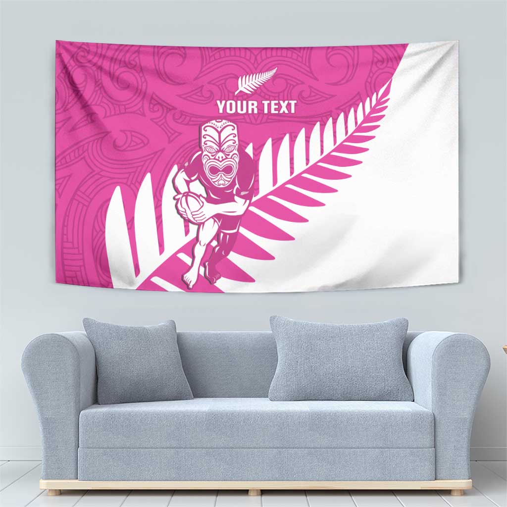 New Zealand Silver Fern Rugby Custom Tapestry Go All Black Maori Pink Version