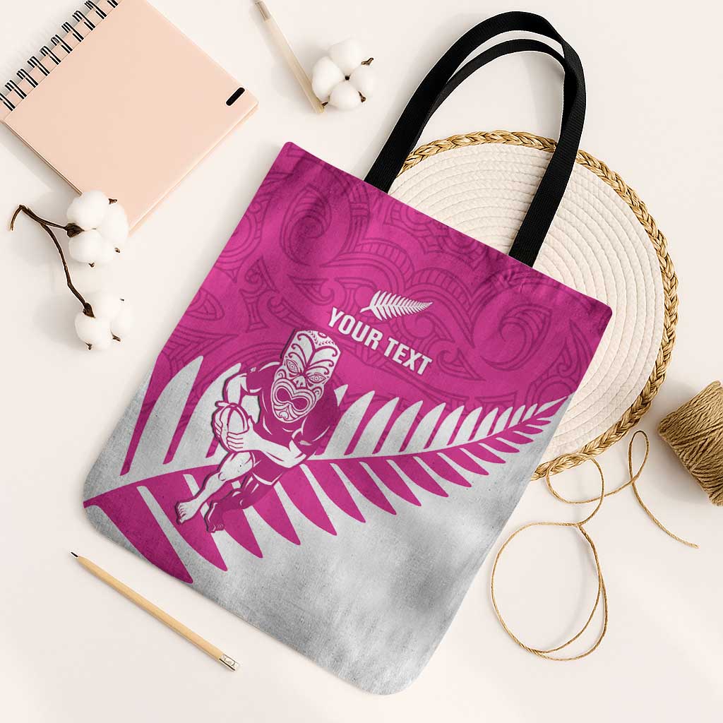 New Zealand Silver Fern Rugby Custom Tote Bag Go All Black Maori Pink Version LT14 Black Strap One Size Pink - Polynesian Pride