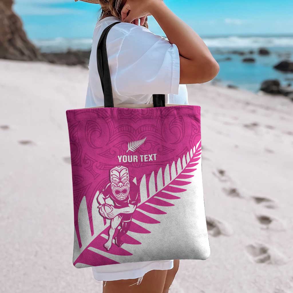 New Zealand Silver Fern Rugby Custom Tote Bag Go All Black Maori Pink Version LT14 - Polynesian Pride