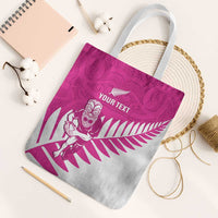 New Zealand Silver Fern Rugby Custom Tote Bag Go All Black Maori Pink Version LT14 White Strap One Size Pink - Polynesian Pride