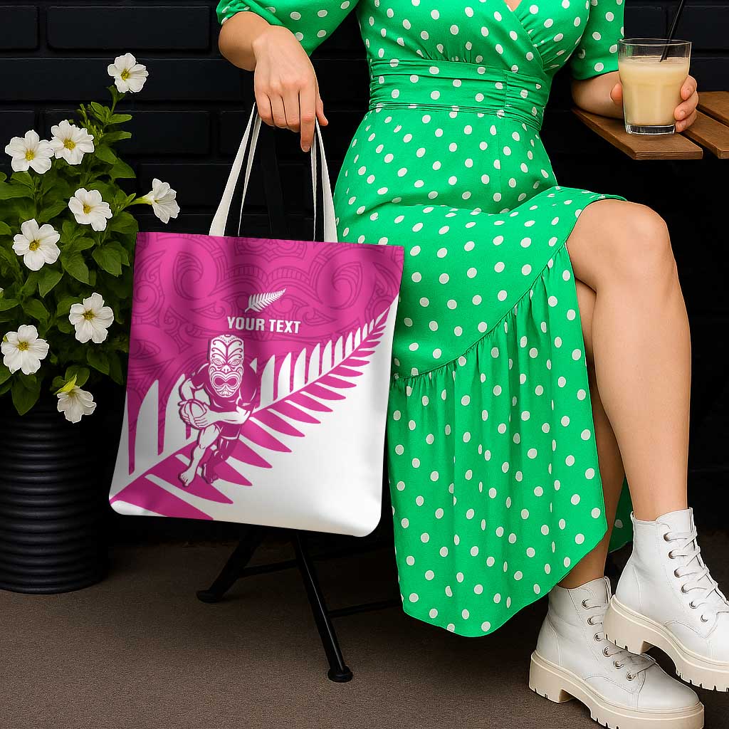 New Zealand Silver Fern Rugby Custom Tote Bag Go All Black Maori Pink Version LT14 - Polynesian Pride