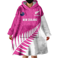 New Zealand Silver Fern Rugby Custom Wearable Blanket Hoodie Go All Black Maori Pink Version