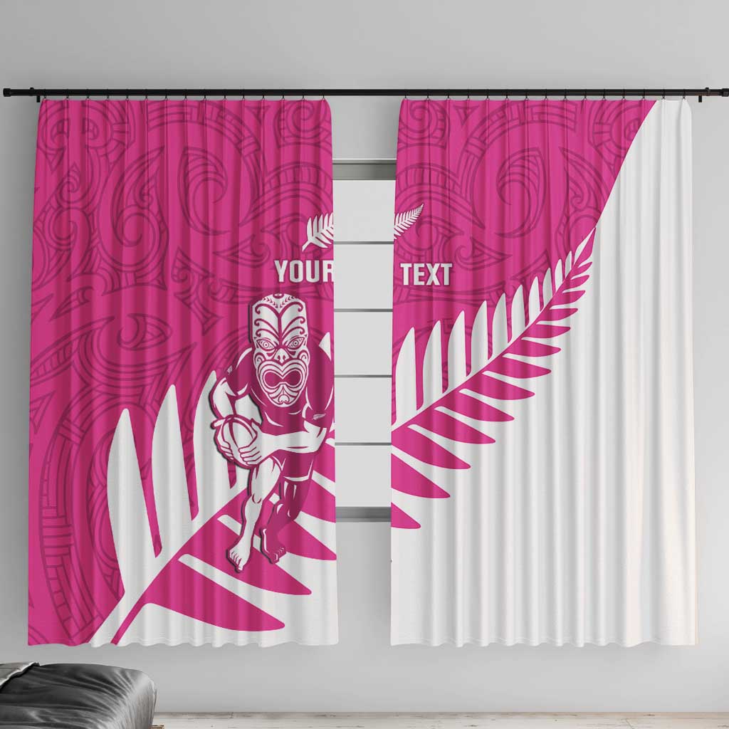 New Zealand Silver Fern Rugby Custom Window Curtain Go All Black Maori Pink Version