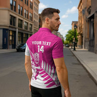 New Zealand Silver Fern Rugby Custom Zipper Polo Shirt Go All Black Maori Pink Version LT14 - Polynesian Pride