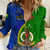 Vanuatu Malampa Province Women Casual Shirt Turtle Sand Drawing Unique Tapa Pattern LT14 Female Green - Polynesian Pride