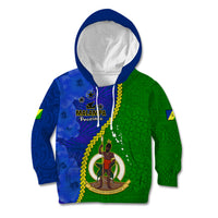 Personalised Vanuatu Malampa Province Kid Hoodie Turtle Sand Drawing Unique Tapa Pattern LT14 Hoodie Green - Polynesian Pride