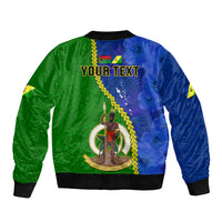 Personalised Vanuatu Malampa Province Sleeve Zip Bomber Jacket Turtle Sand Drawing Unique Tapa Pattern LT14 - Polynesian Pride