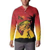 Custom Papua New Guinea Cricket Button Sweatshirt PNG Barramundis - Polynesian Pride