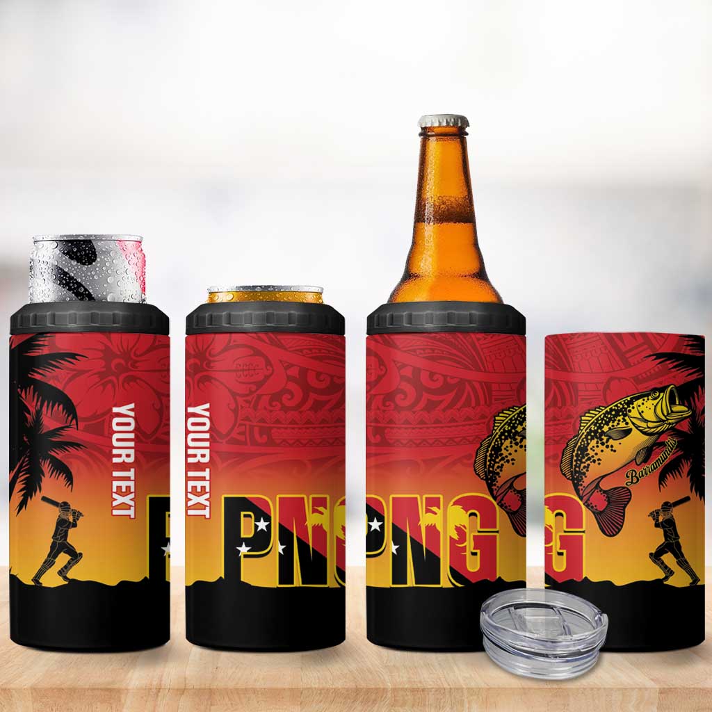 Custom Papua New Guinea Cricket 4 in 1 Can Cooler Tumbler PNG Barramundis LT14 - Polynesian Pride