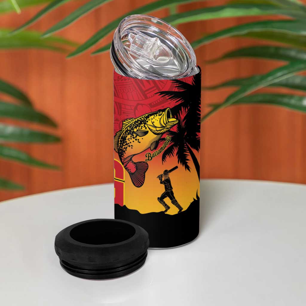 Custom Papua New Guinea Cricket 4 in 1 Can Cooler Tumbler PNG Barramundis LT14 - Polynesian Pride