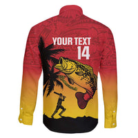 Custom Papua New Guinea Cricket Family Matching Long Sleeve Bodycon Dress and Hawaiian Shirt PNG Barramundis LT14 - Polynesian Pride