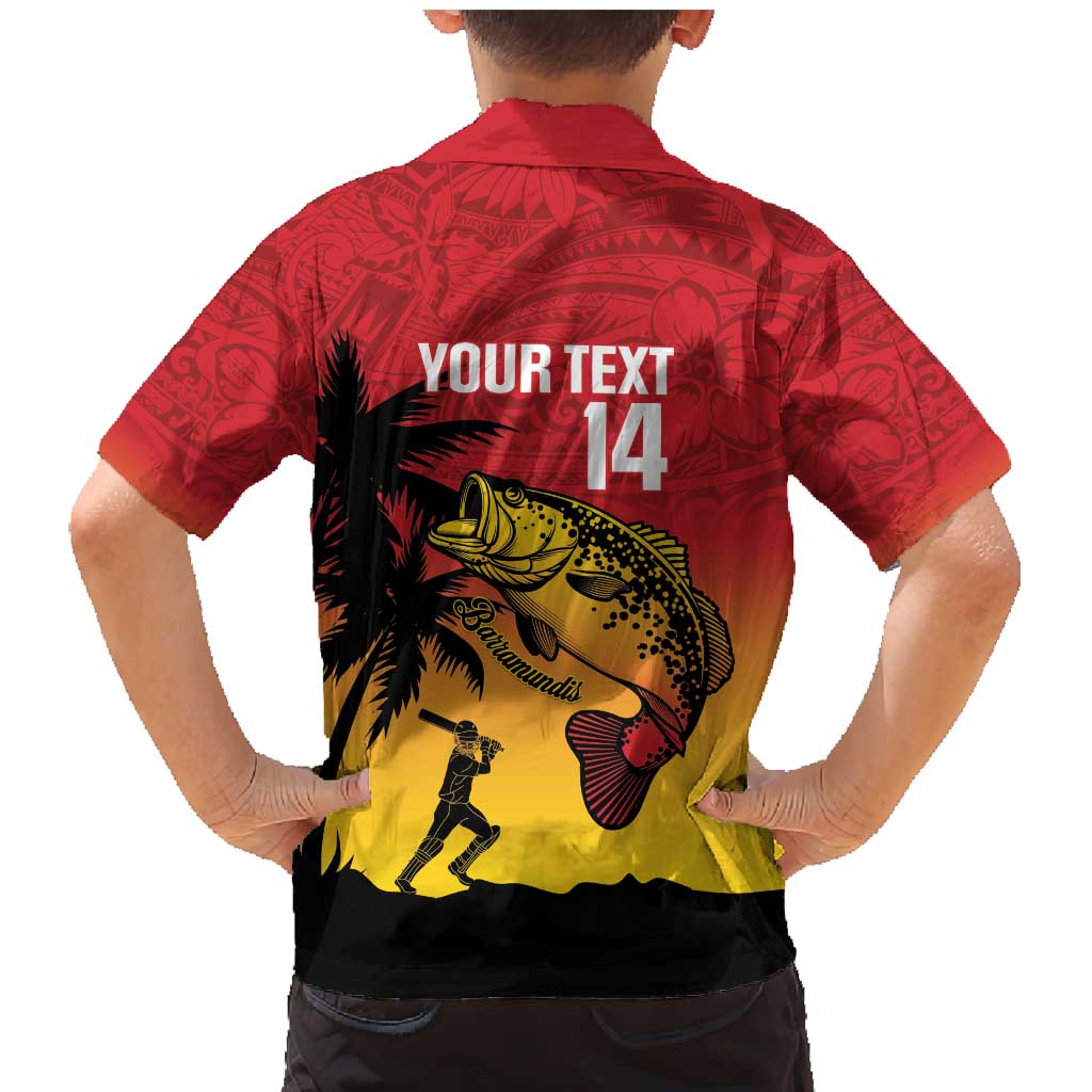 Custom Papua New Guinea Cricket Family Matching Mermaid Dress and Hawaiian Shirt PNG Barramundis LT14 - Polynesian Pride
