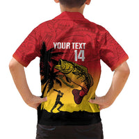 Custom Papua New Guinea Cricket Family Matching Off Shoulder Short Dress and Hawaiian Shirt PNG Barramundis LT14 - Polynesian Pride