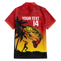 Custom Papua New Guinea Cricket Family Matching Off Shoulder Short Dress and Hawaiian Shirt PNG Barramundis LT14 - Polynesian Pride