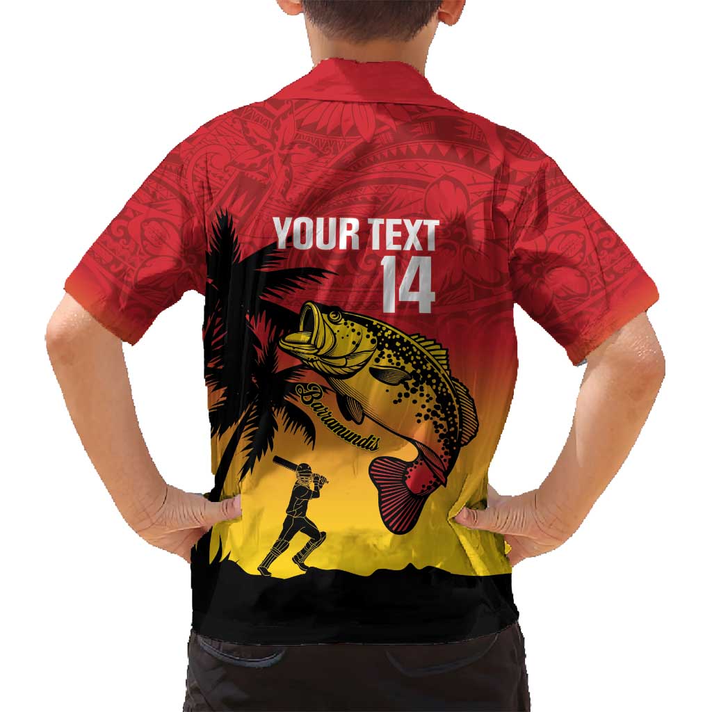 Custom Papua New Guinea Cricket Family Matching Puletasi and Hawaiian Shirt PNG Barramundis - Polynesian Pride