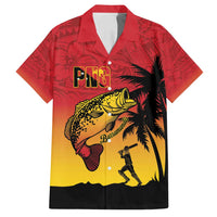 Custom Papua New Guinea Cricket Family Matching Tank Maxi Dress and Hawaiian Shirt PNG Barramundis LT14 Dad's Shirt - Short Sleeve Red - Polynesian Pride