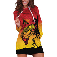 Custom Papua New Guinea Cricket Hoodie Dress PNG Barramundis LT14 Red - Polynesian Pride
