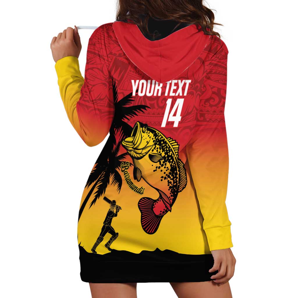 Custom Papua New Guinea Cricket Hoodie Dress PNG Barramundis LT14 - Polynesian Pride