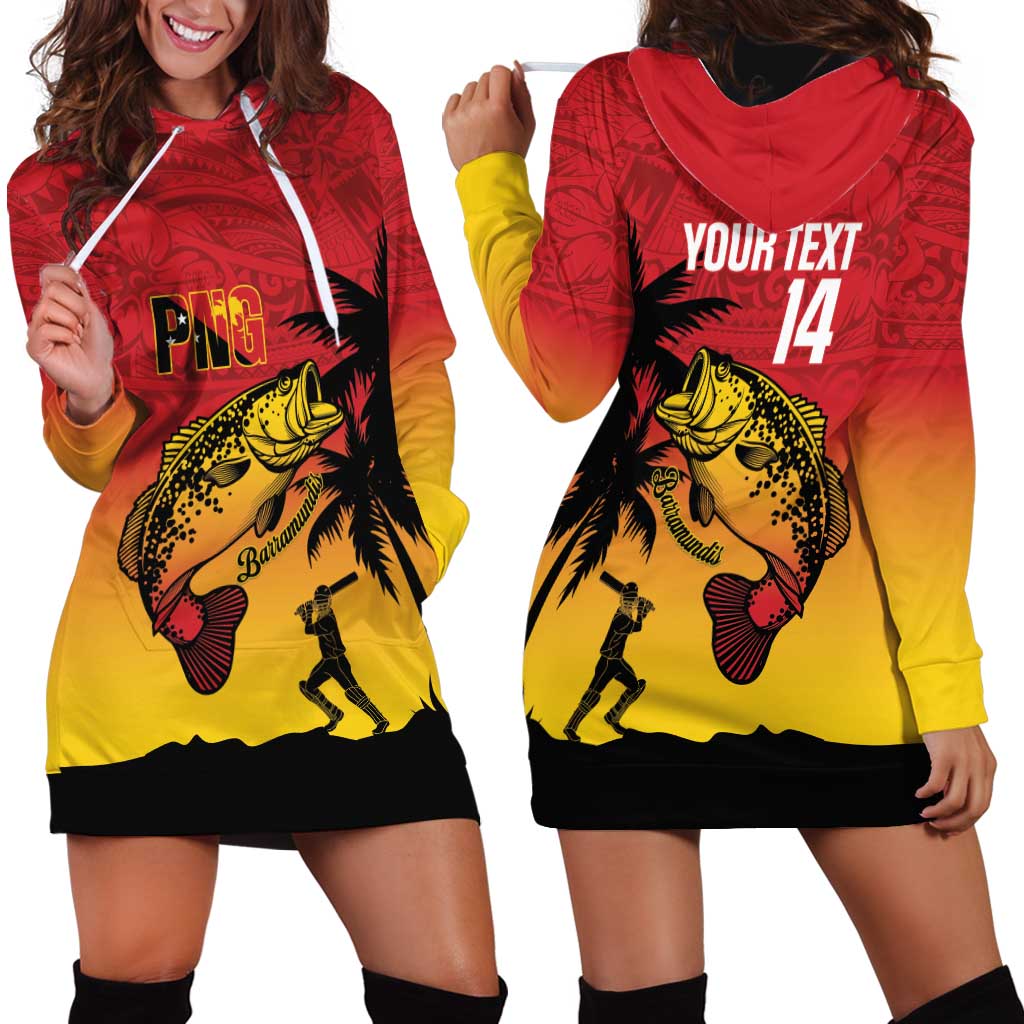 Custom Papua New Guinea Cricket Hoodie Dress PNG Barramundis LT14 - Polynesian Pride