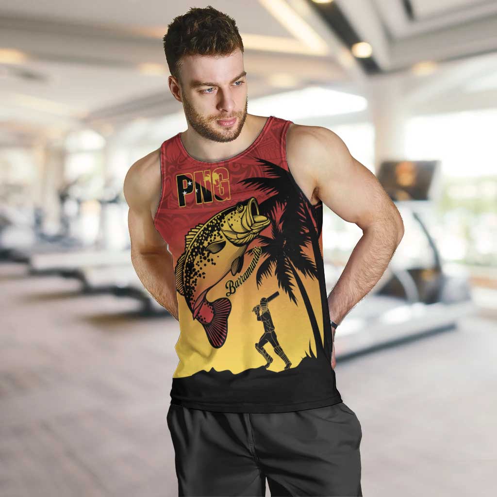Custom Papua New Guinea Cricket Men Tank Top PNG Barramundis - Polynesian Pride