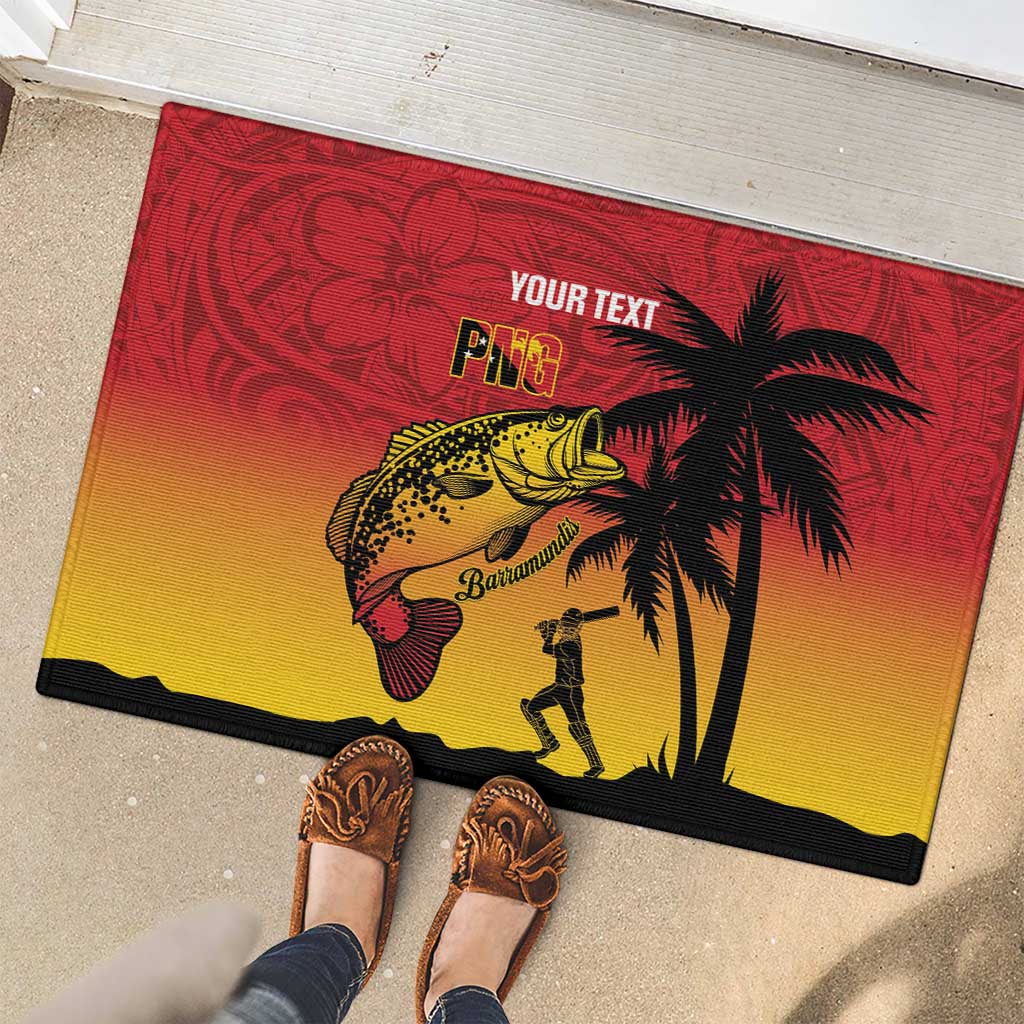 Custom Papua New Guinea Cricket Rubber Doormat PNG Barramundis - Polynesian Pride
