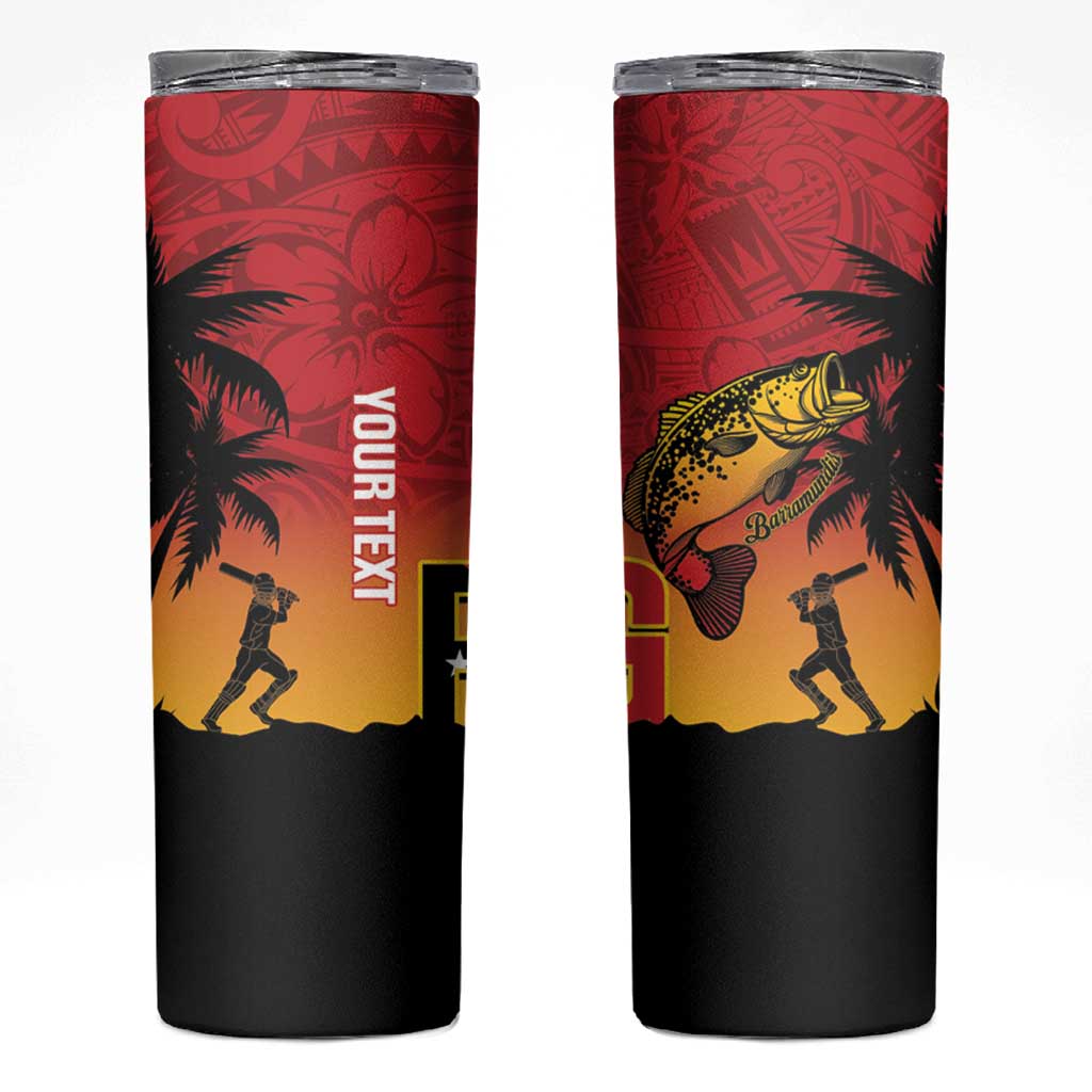 Custom Papua New Guinea Cricket Skinny Tumbler PNG Barramundis LT14 Red - Polynesian Pride