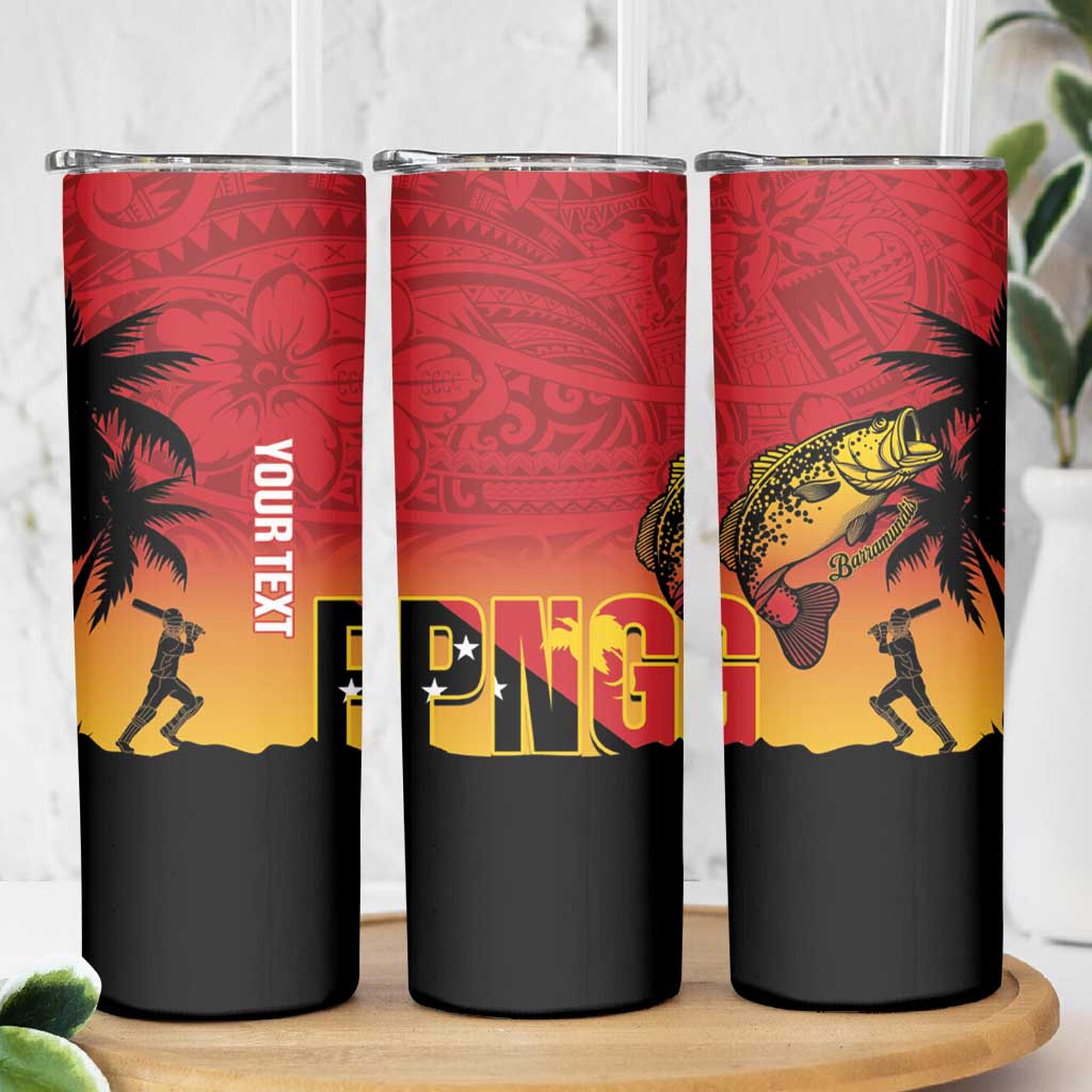 Custom Papua New Guinea Cricket Skinny Tumbler PNG Barramundis LT14 - Polynesian Pride