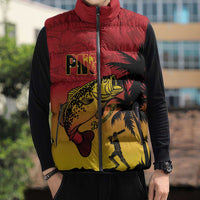 Custom Papua New Guinea Cricket Sleeveless Puffer Jacket PNG Barramundis - Polynesian Pride