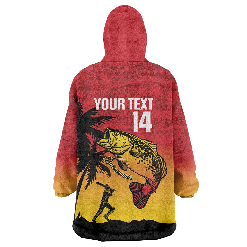Custom Papua New Guinea Cricket Wearable Blanket Hoodie PNG Barramundis LT14 - Polynesian Pride