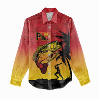 Custom Papua New Guinea Cricket Women Casual Shirt PNG Barramundis LT14 - Polynesian Pride