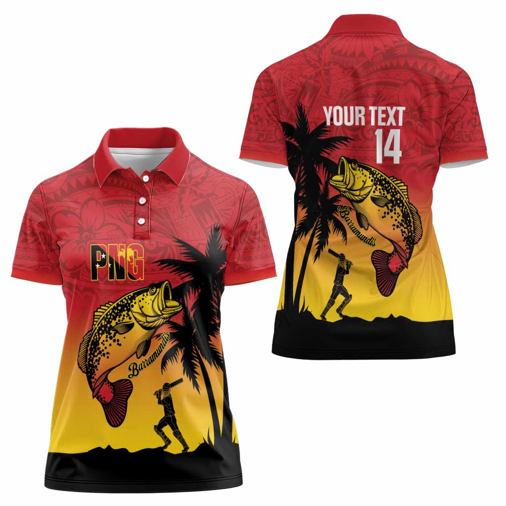 Custom Papua New Guinea Cricket Women Polo Shirt PNG Barramundis - Polynesian Pride