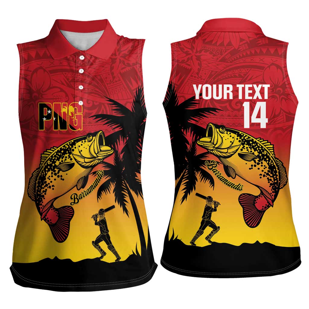 Custom Papua New Guinea Cricket Women Sleeveless Polo Shirt PNG Barramundis LT14 - Polynesian Pride