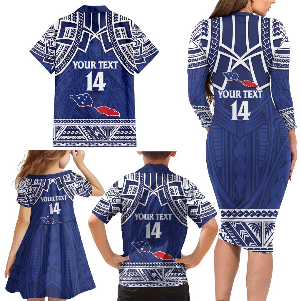 Custom Samoa Cricket Family Matching Long Sleeve Bodycon Dress and Hawaiian Shirt Go Champions Samoan LT14 - Polynesian Pride