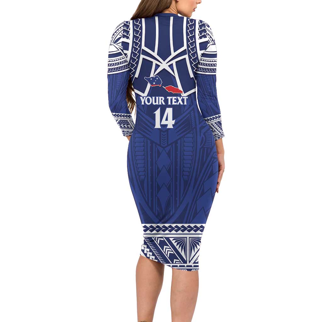 Custom Samoa Cricket Family Matching Long Sleeve Bodycon Dress and Hawaiian Shirt Go Champions Samoan LT14 - Polynesian Pride