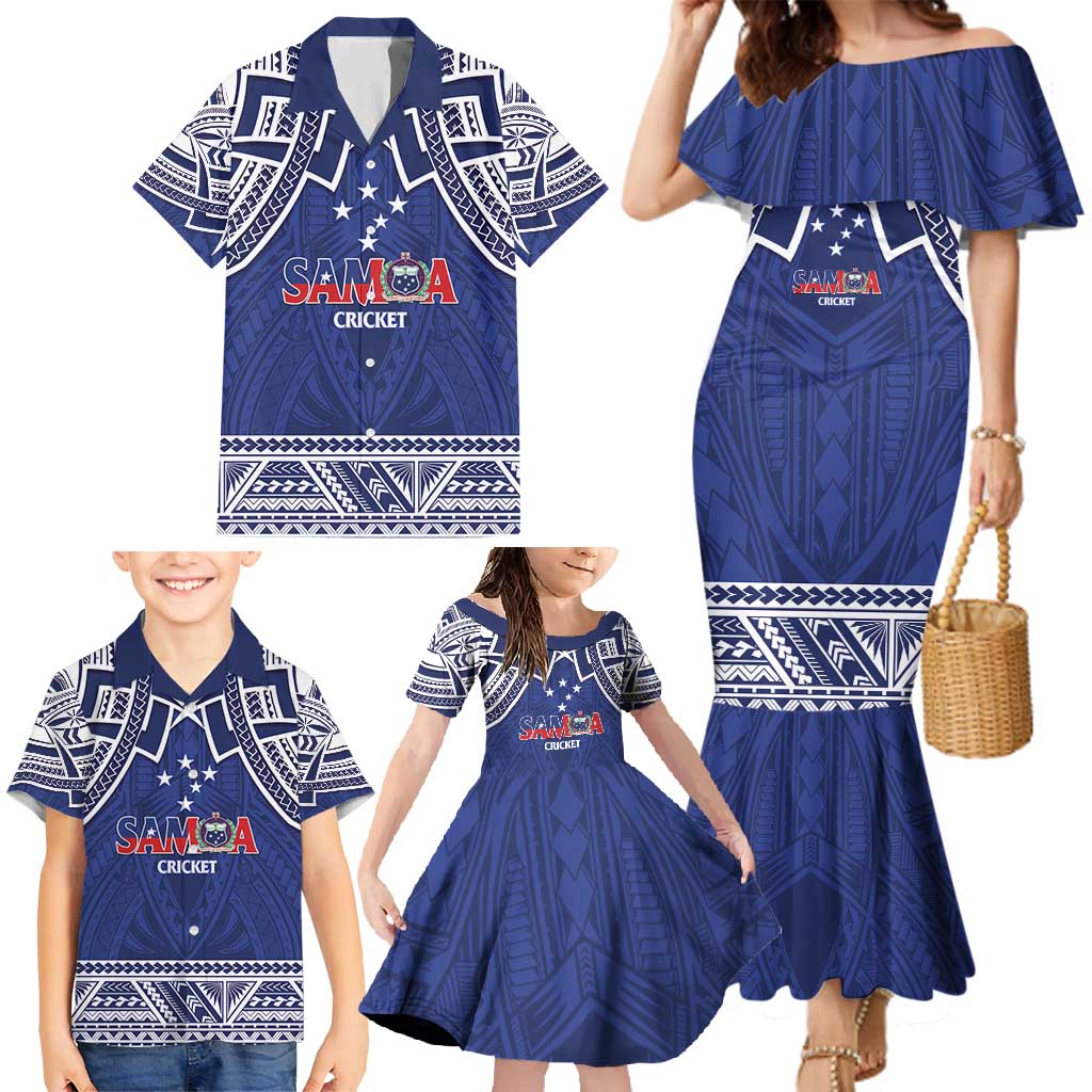 Custom Samoa Cricket Family Matching Mermaid Dress and Hawaiian Shirt Go Champions Samoan LT14 - Polynesian Pride
