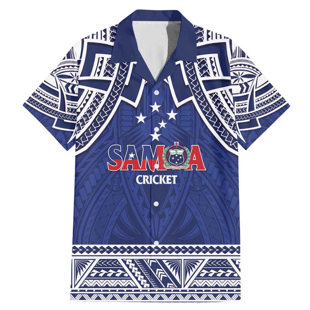 Custom Samoa Cricket Family Matching Mermaid Dress and Hawaiian Shirt Go Champions Samoan LT14 Dad's Shirt - Short Sleeve Blue - Polynesian Pride