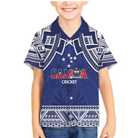 Custom Samoa Cricket Family Matching Mermaid Dress and Hawaiian Shirt Go Champions Samoan LT14 Son's Shirt Blue - Polynesian Pride