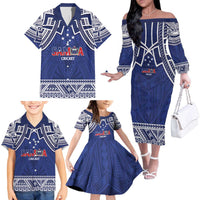 Custom Samoa Cricket Family Matching Off The Shoulder Long Sleeve Dress and Hawaiian Shirt Go Champions Samoan LT14 - Polynesian Pride
