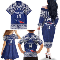 Custom Samoa Cricket Family Matching Off The Shoulder Long Sleeve Dress and Hawaiian Shirt Go Champions Samoan LT14 - Polynesian Pride