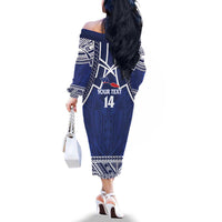 Custom Samoa Cricket Family Matching Off The Shoulder Long Sleeve Dress and Hawaiian Shirt Go Champions Samoan LT14 - Polynesian Pride