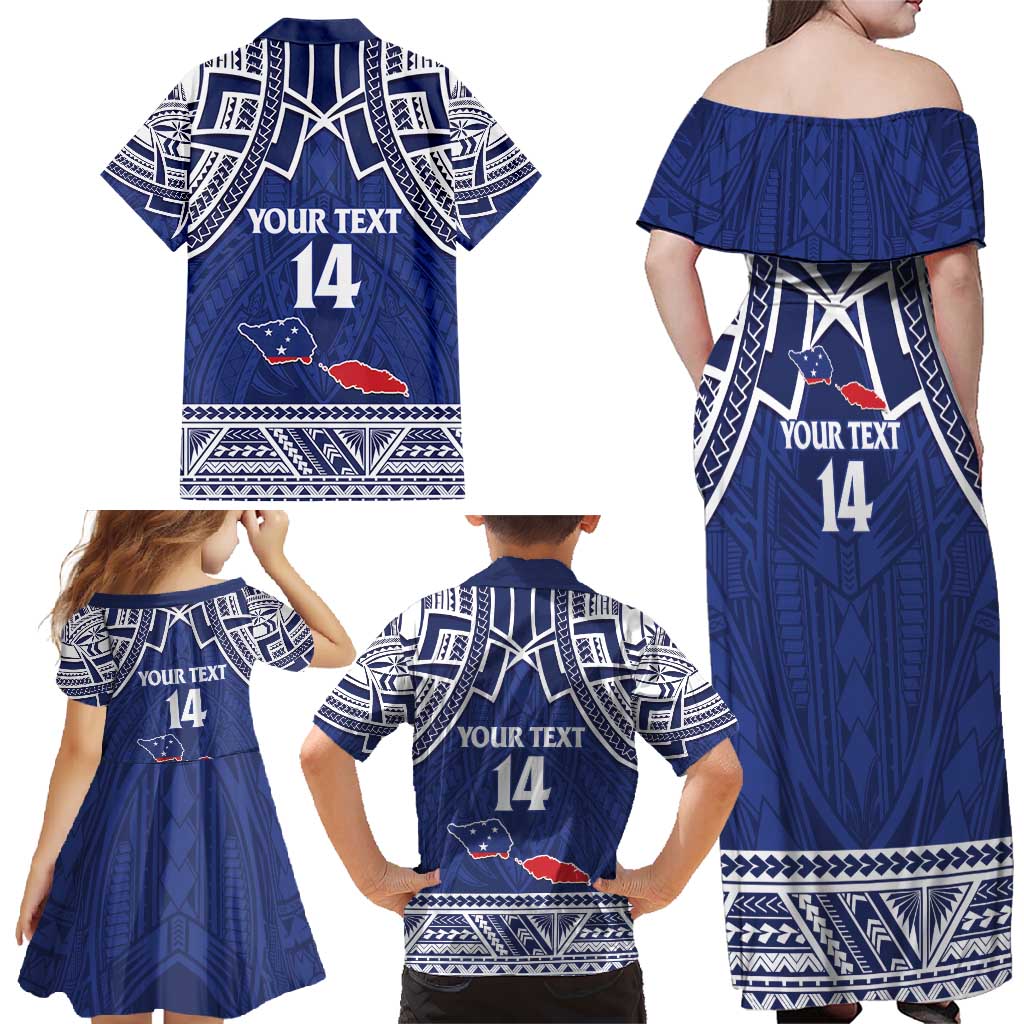 Custom Samoa Cricket Family Matching Off Shoulder Maxi Dress and Hawaiian Shirt Go Champions Samoan LT14 - Polynesian Pride