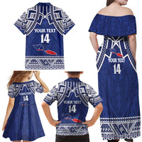 Custom Samoa Cricket Family Matching Off Shoulder Maxi Dress and Hawaiian Shirt Go Champions Samoan LT14 - Polynesian Pride
